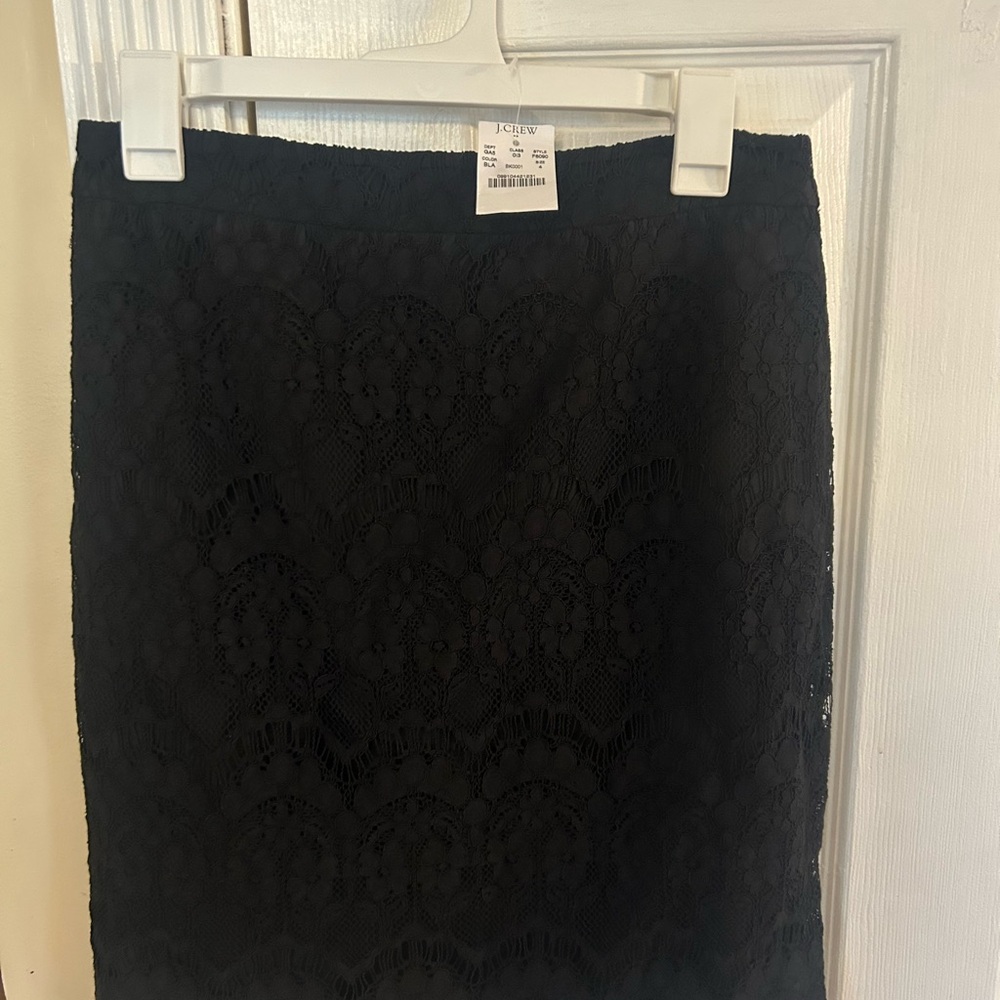 NWT J Crew Elegant Lace Black Pencil Skirt - Picture 6 of 8